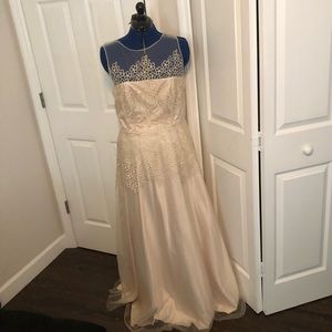 Tahari long dress champagne